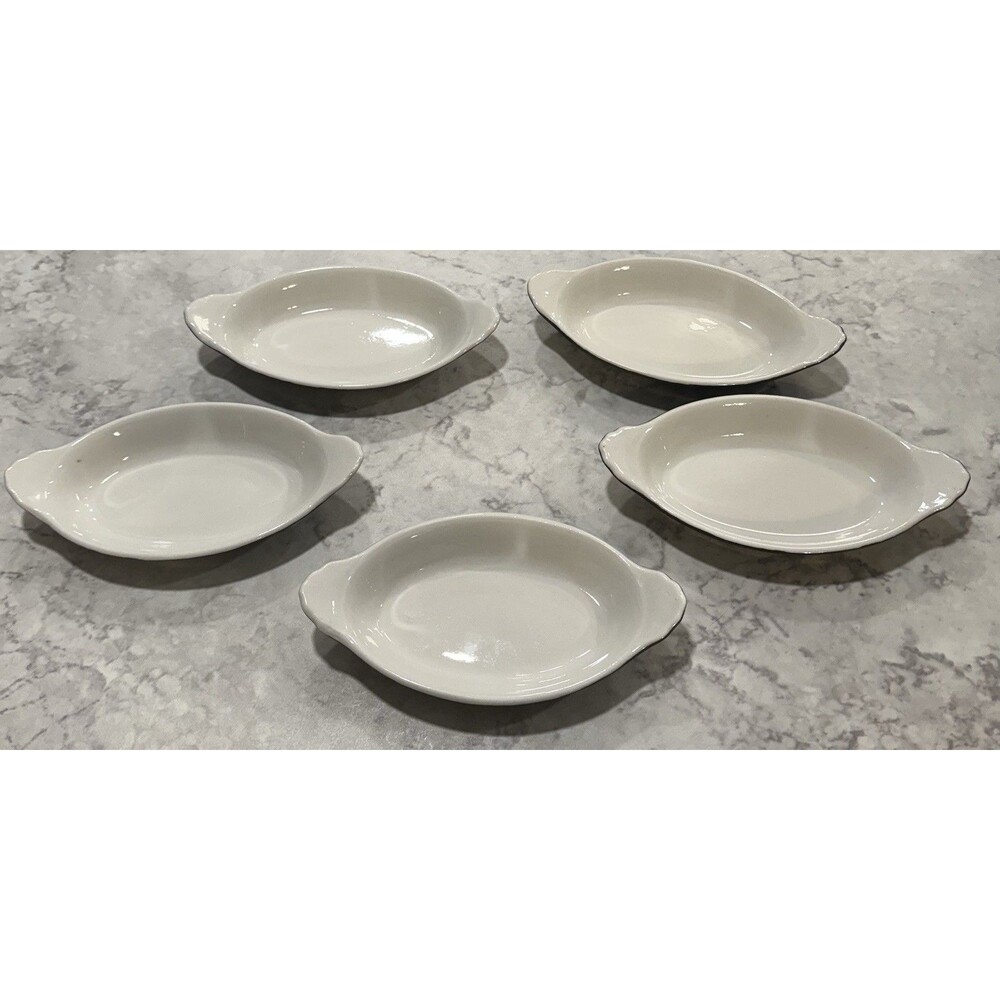 Vintage Hall 526 1/2 Made In USA Set Of 5 Au Gratin Dishes Green Bakeware